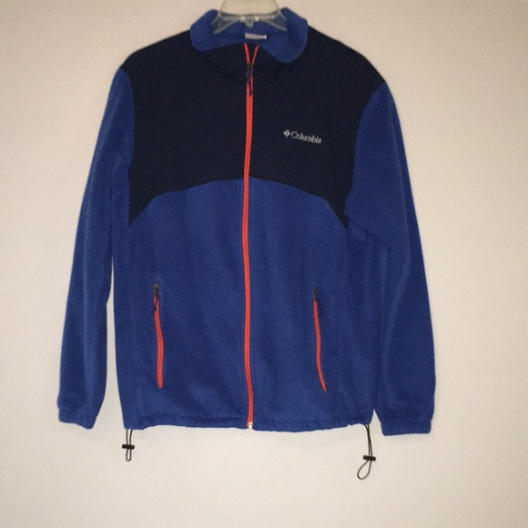 Columbia Other - Columbia Sportswear Blue Full Zip Jacket Orange Trim Zip Pockets